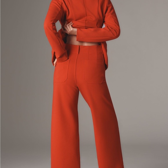 Colette knit crop wide leg pants in a Tomato Hue - Picture 4 of 8